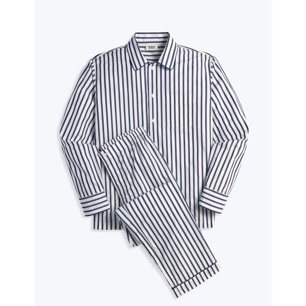 Sleepy Jones Men’s Size XXS Henry Striped Pajama TOP ONLY Brenton Blue Stripe